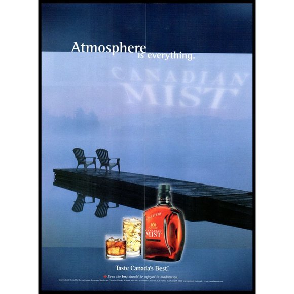 2002 Canadian Mist Whisky Vintage Print Ad Cottage Lake Dock Adirondack Chairs - Picture 1 of 1